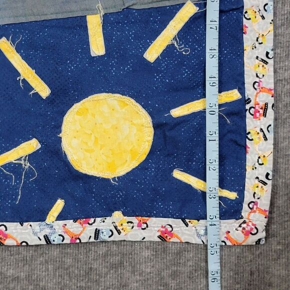 Racetrack Print Quilted Crib Blanket Baby Boys Green Blue Cars Scooters 40x55 - Picture 11 of 13